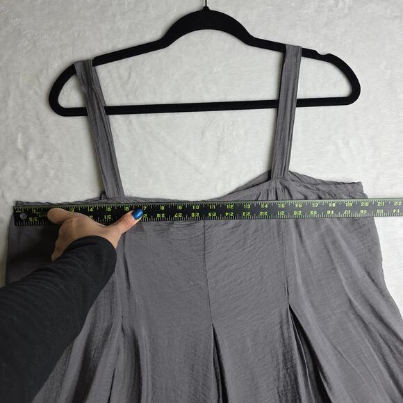 Cut Loose crosshatch L/XL Gray Super Wide Legs Relaxing Jumpsuit Seashell Button - Picture 6 of 16